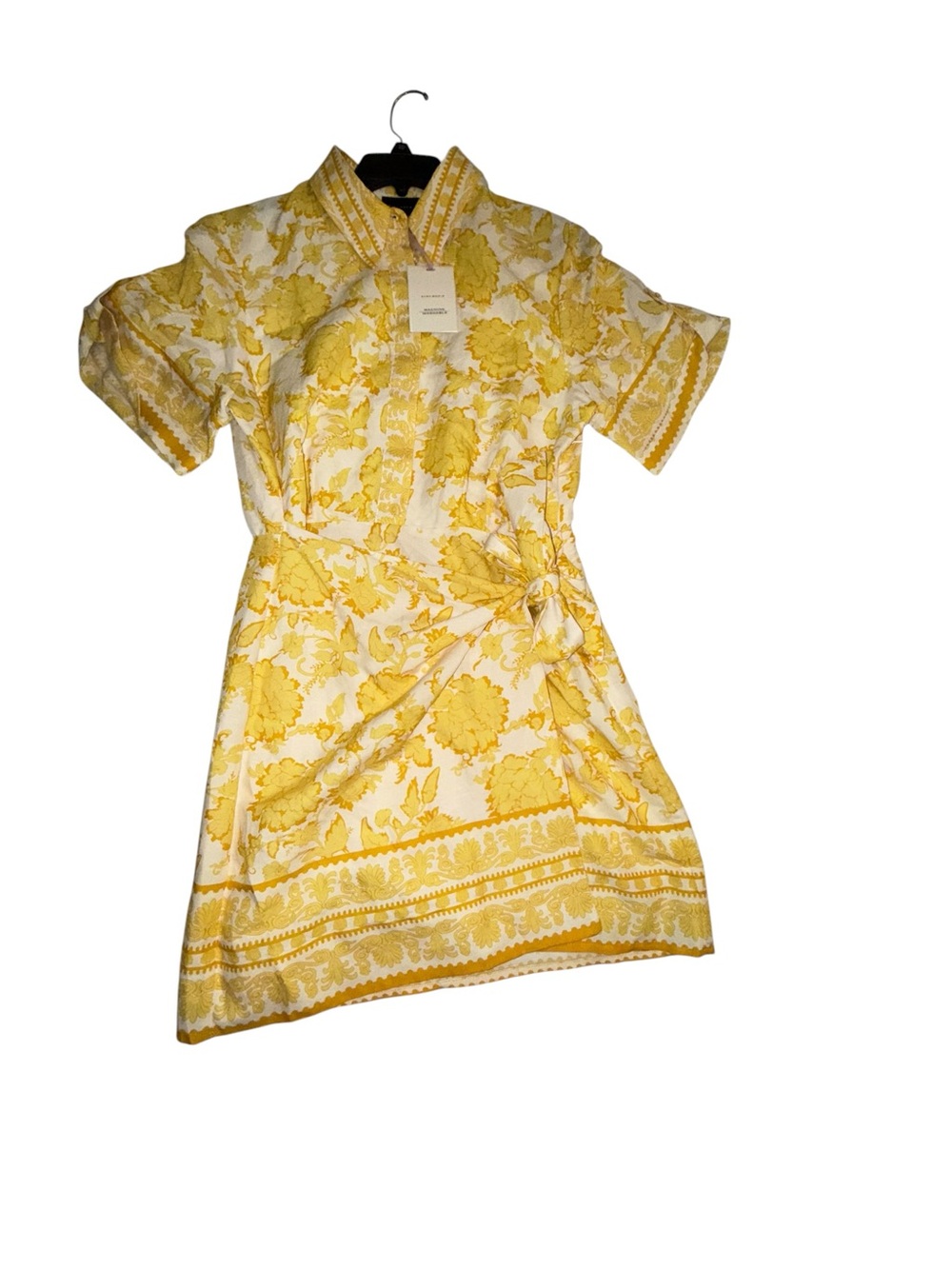 NWT Alex Marie Sz 8 Millie Floral Short Sleeve Wrap Dress Yellow & White - Picture 4 of 5